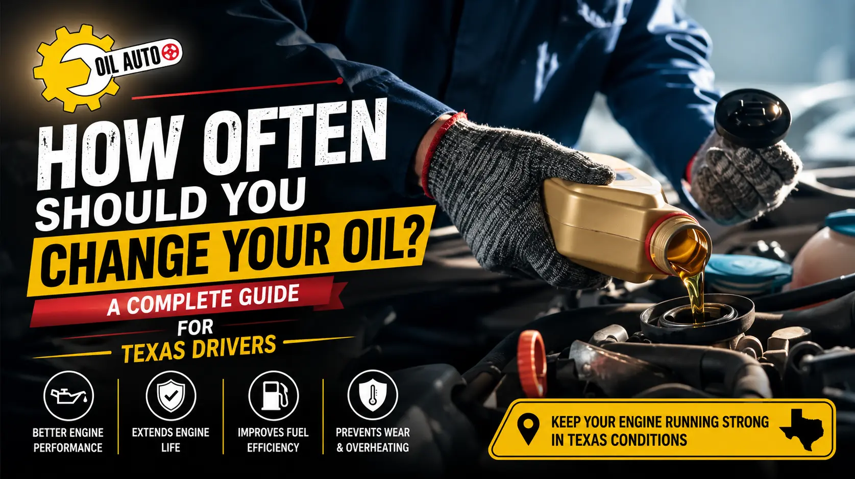 Mechanic performing an engine oil change service.