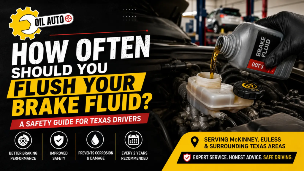 Mechanic flushing brake fluid for safer braking performance.