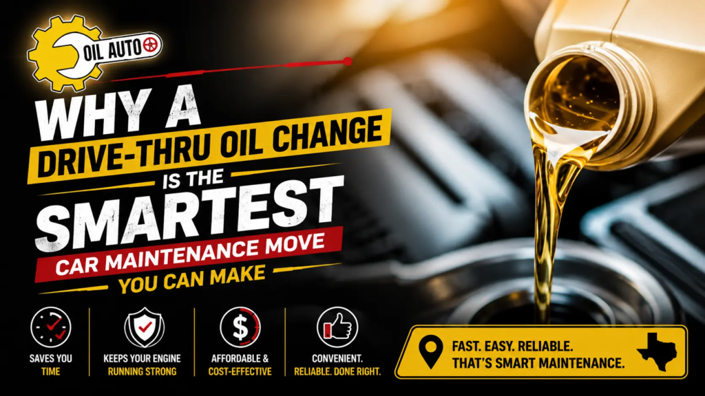 Drive-thru oil change service for quick maintenance.